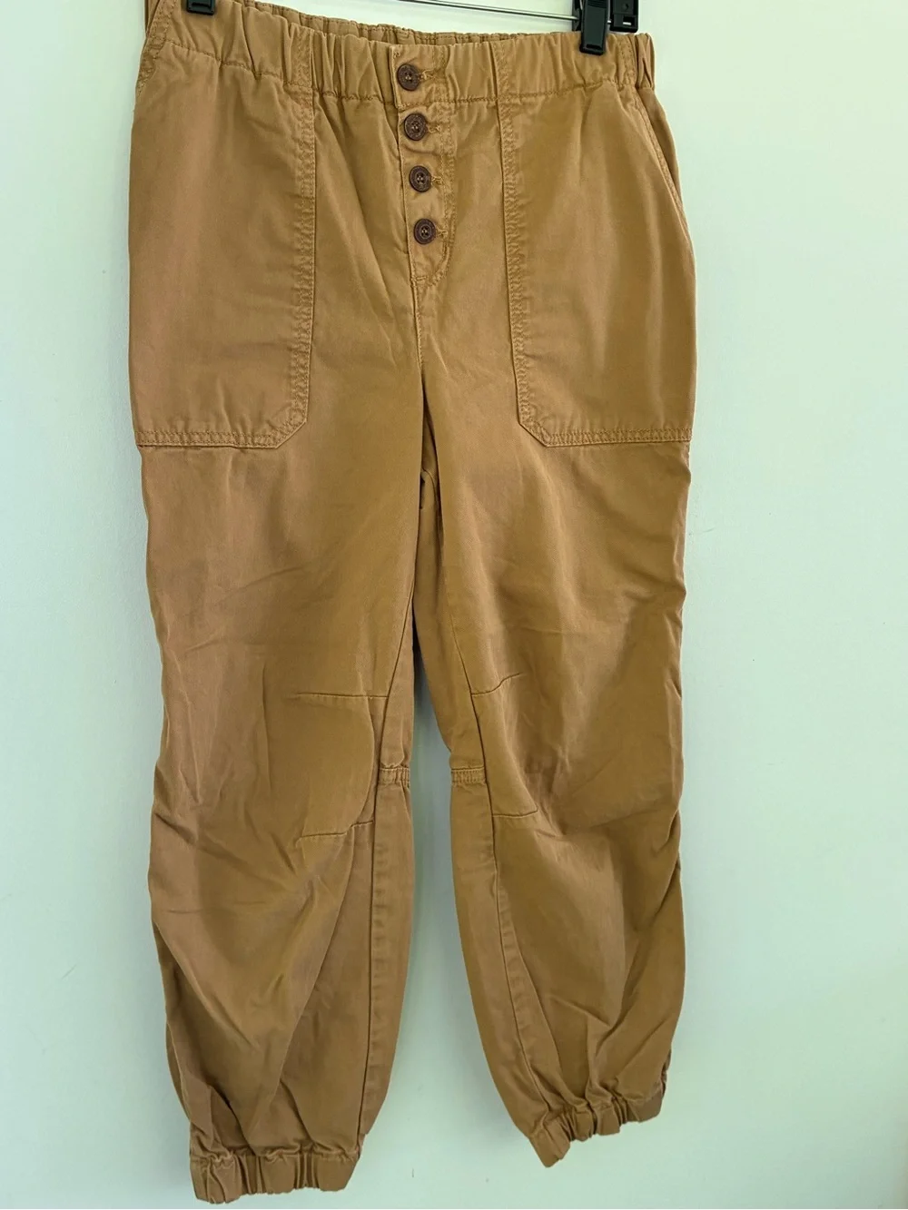 Free People Women's Camel Cadet Utility Safari Cropped Jogger Pant Button Fly S